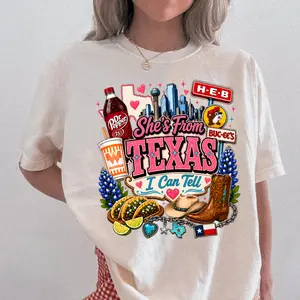 Vintage She's From Texas I Can Tell Dr Pepper Shirt, Retro She's From Texas Western Shirt, Texas Girl Tee, Full Colors, Full Sizes S-4XL