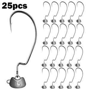 25 Pack Swing Weedless Ned Rig Jig Heads, Finesse Mushroom Shaky Jigheads 1/16 3/32 1/8 3/16 1/4oz for Bass Fishing