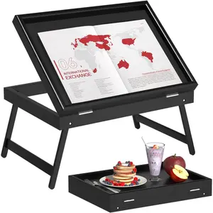 Bed Tray Table for Breakfast and Food, with Foldable Legs, Suitable for Laptop Table, Sofa, Plates, TV, Snacks, Dinner Tray