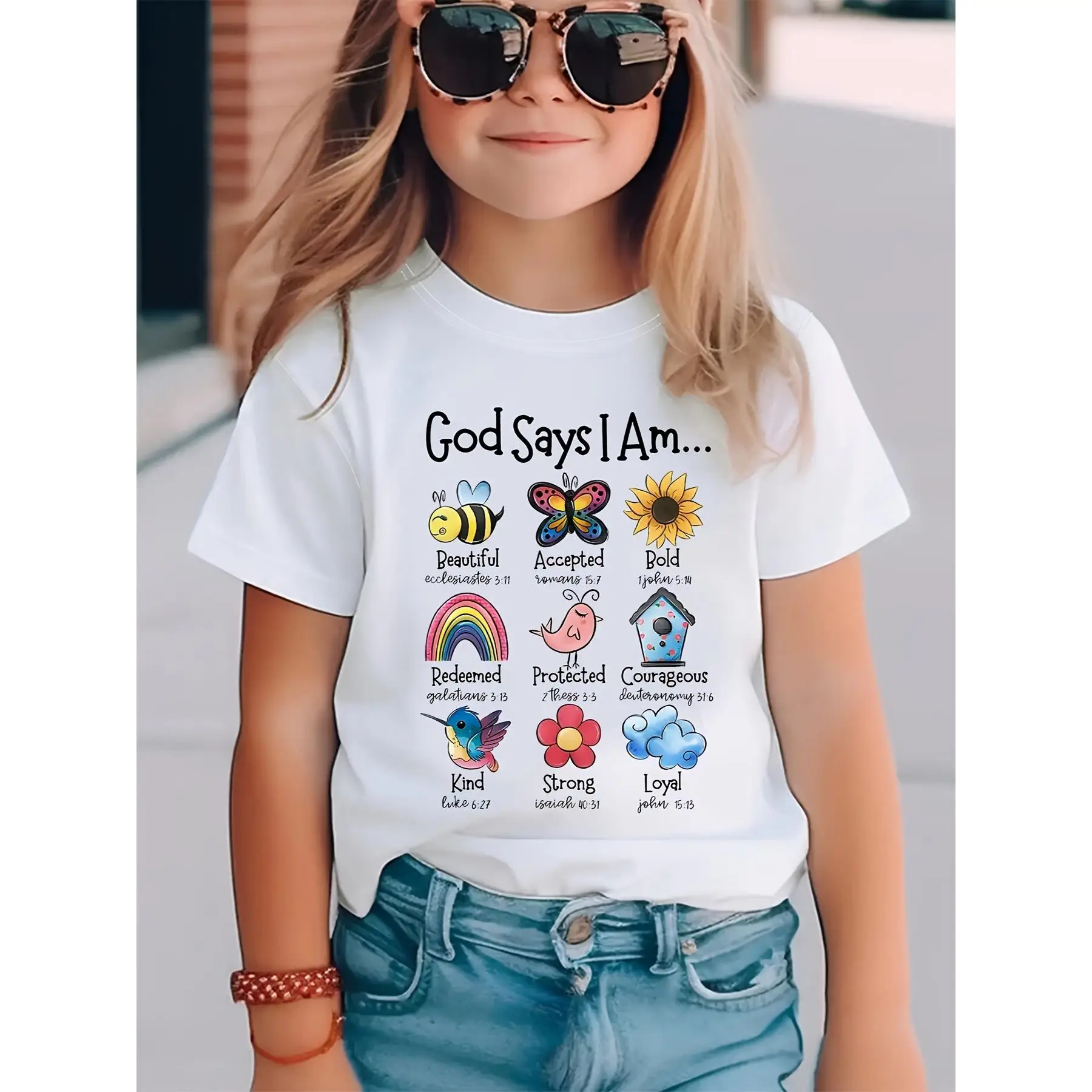 Summer Tshirt | God Says I Am" Inspirational Cotton T-Shirt for Girls - Casual Crew Neck, Short Sleeve Pullover with Positive Prints | Comfy & Bre