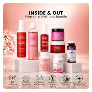 Inside & Out Women’s Wellness Bundle – Feminine Care, Intimate Hygiene, Probiotic Support, Hormone Balance, Collagen Skincare & NAD+ Supplement Set for Women (8-Piece Collection)