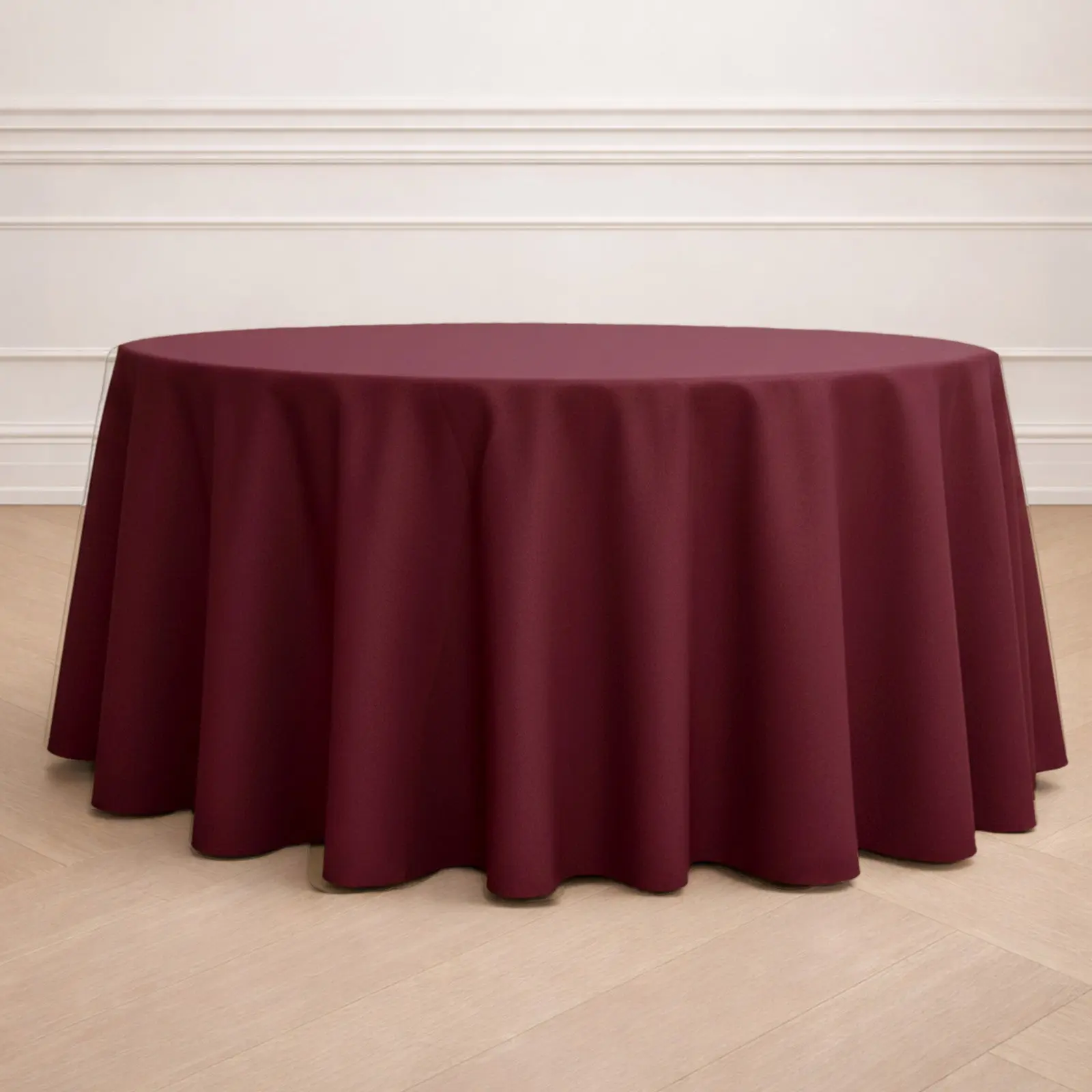 Burgundy 120" Polyester Round Tablecloth - Durable, Seamless Outdoor Round Table Tablecloths for Weddings, Birthdays, Thanksgiving, Anniversary, Business Events