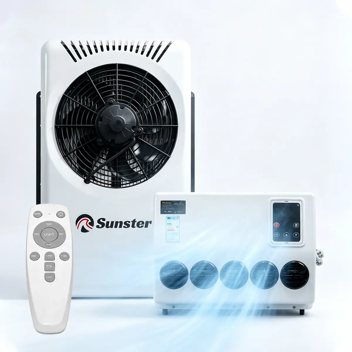 12V Non-Ducted Split RV Air Conditioner - Ultra-Quiet, Easy-to-Install, Led Display & Remote Control, Powerful & Energy Efficient Fast Cooling Parking Unit for Trucks & Travel Trailers, Powerful & Energy Efficient Cooling