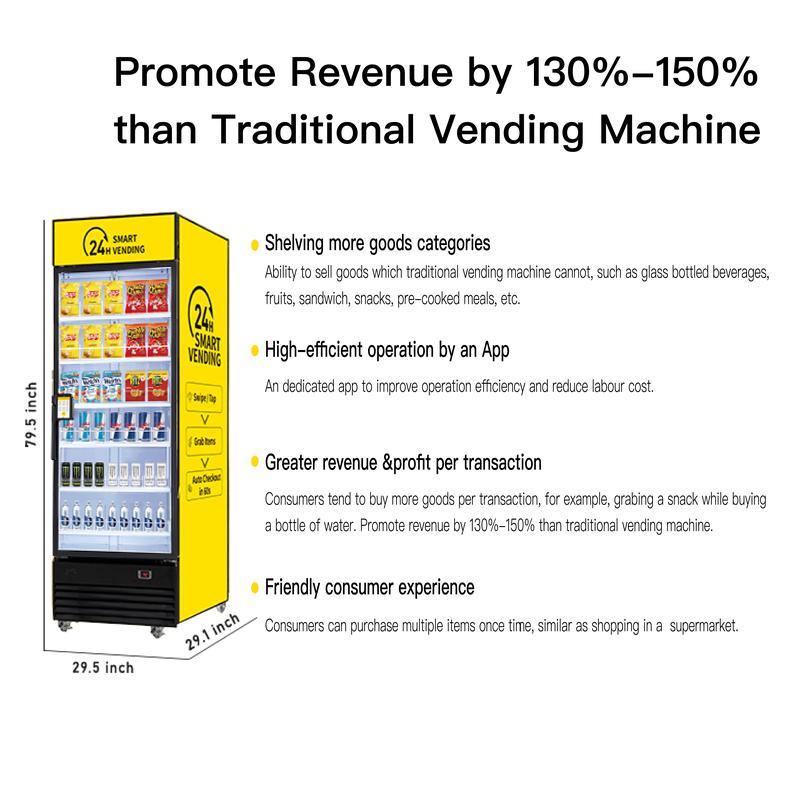 Vending Machine，HAHA Vending DC-440D Combo Vending Machine,Smart Refrigerated Vending Machine with Touch Card Reader