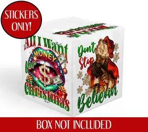 Stickers for Christmas Fund Smash Box UV DTF Stickers for DIY Customization of Acrylic Money Savings Box Challenge
