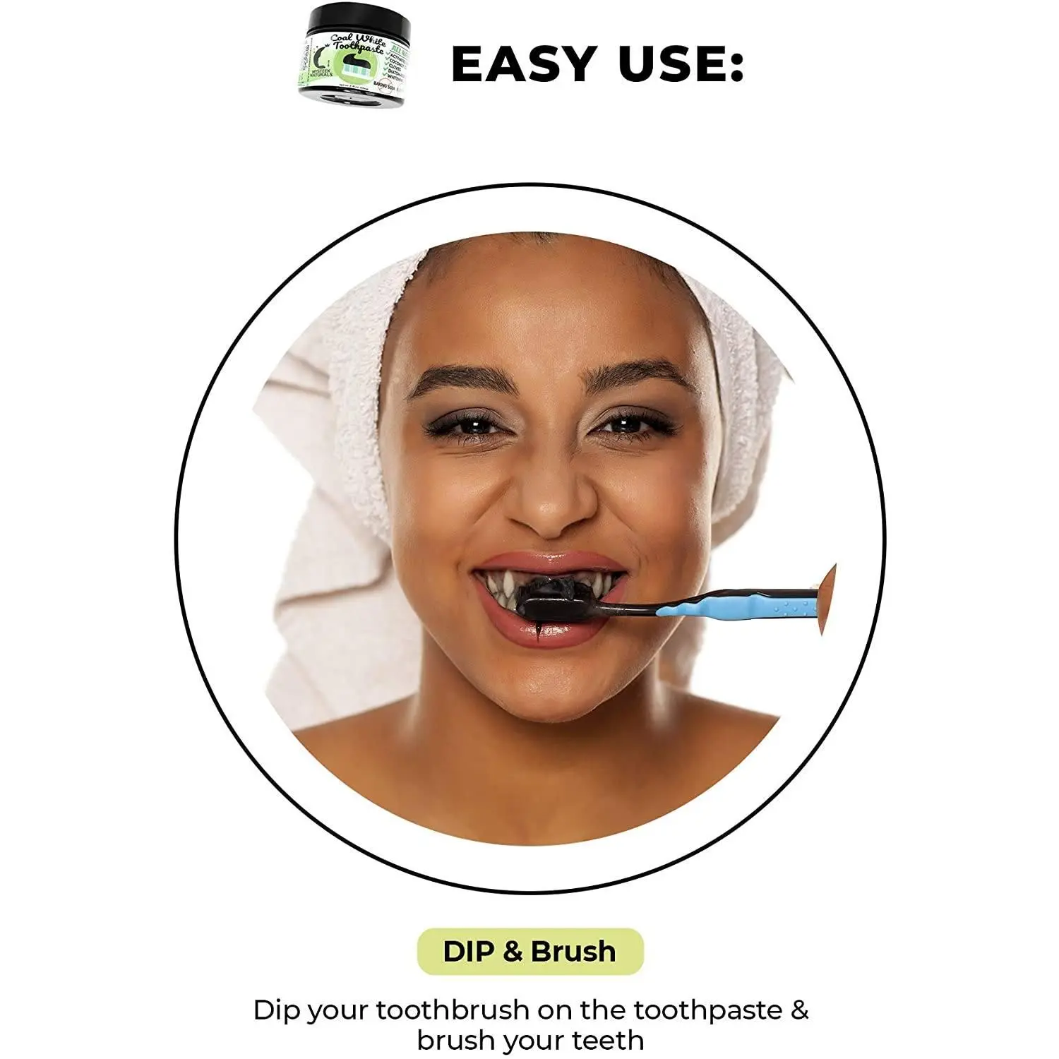 Coal White Toothpaste, Teeth Whitening Charcoal Toothpaste, Natural Toothpaste with Activated Charcoal, Fluoride Free Toothpaste for Oral Care (2 oz)