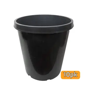 Green Oasis 15 Gallon Nursery Pots (10-pack) - Premium Injection Molded Black Plastic Plant Pots, Heavy Duty Commercial Grade with Drainage Holes - Perfect for Large Trees, Shrubs & Vegetables