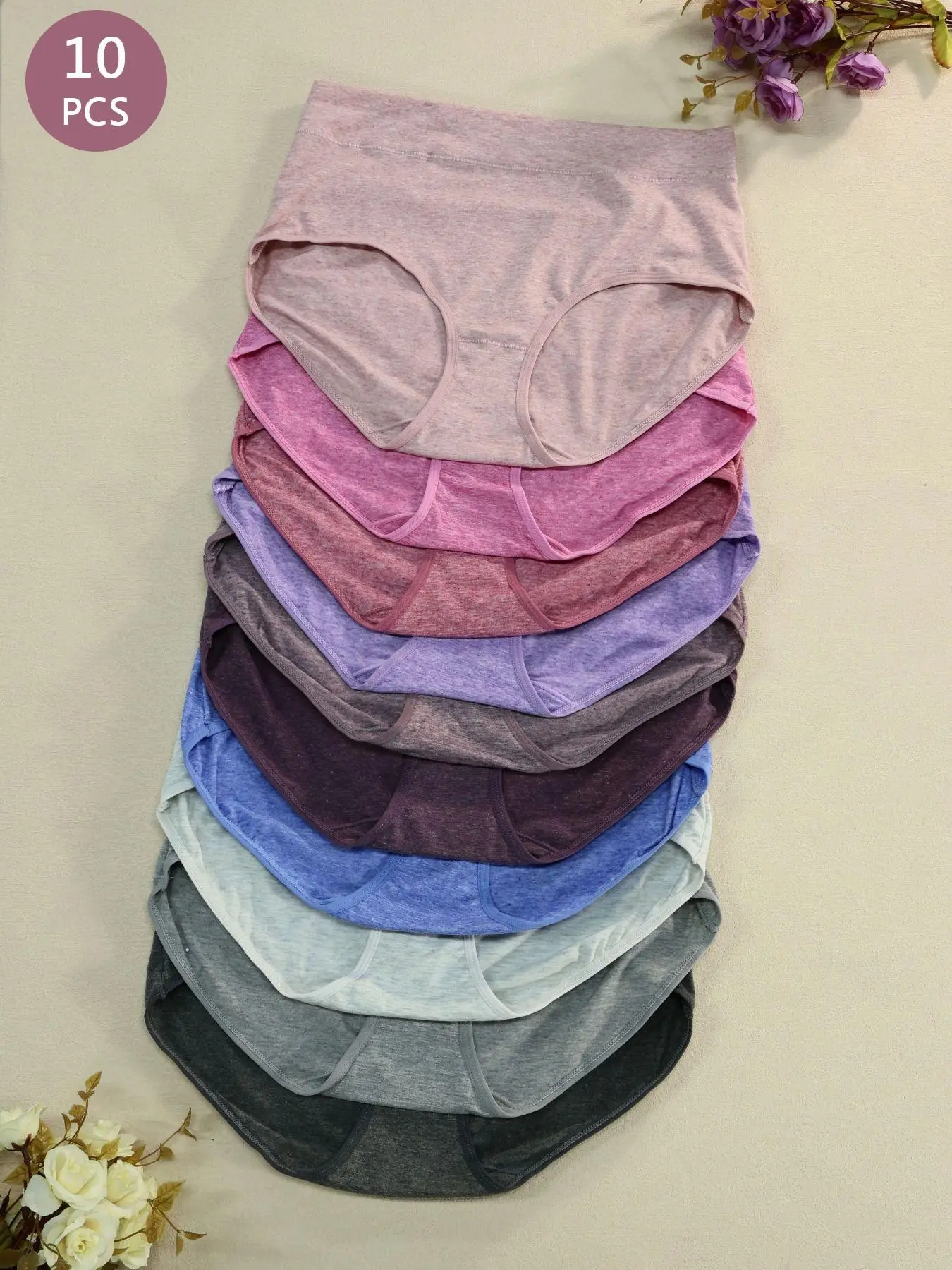 Women's Plus Size Underwear Set, Breathable Lightweight Elastic Waistband Panties, Soft Comfy Knicker, Comfortable Casual All-Season Plain Design, Multiple Colors Available