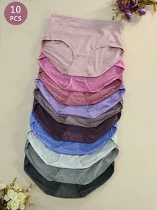 Women's Plus Size Underwear Set, Breathable Lightweight Elastic Waistband Panties, Soft Comfy Knicker, Comfortable Casual All-Season Plain Design, Multiple Colors Available