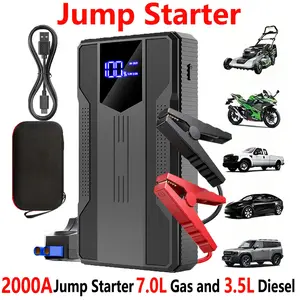 2000A Peak Car Starter, Truck Starts 7.0L Gasoline or 3.5L Diesel Engine with USB Charging and LED Light Portable Battery Booster Automotive Car Accessory Car Essentials Emergency Roadside Assistance Essential