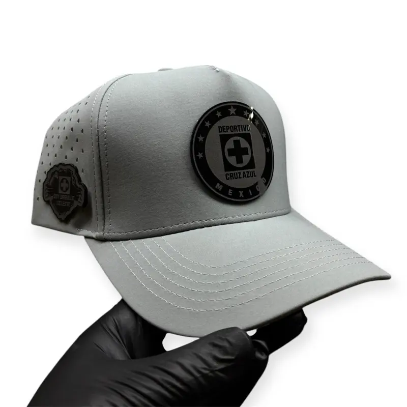 Cruz Azul Gray Casual Fashion Snapback Baseball Cap, Black Gloss Logo, Polyester Material, Adjustable Fit for Men and Women