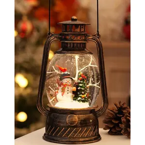 Snow Globe Christmas Decorations Indoor - Musical Christmas Snow Globes with 6H Timer,Snowman Christmas Snow Globes Lantern USB or Battery Powered,Christmas Decor for Home