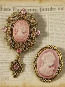 Elegant Vintage Luxury Brooch Set, Carved Beauty Head Design, High-End Retro Glamour Pin Accessories, Perfect Gift for Parties and Festivals