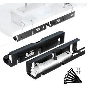 Under Desk  Management Tray (2 Pack) - 16" Sturdy Metal Wire Management Under Desk, Under Desk  Tray, Holds 15lbs+ Wire Management and Cord Organizer for  Office Standing Desk - Black