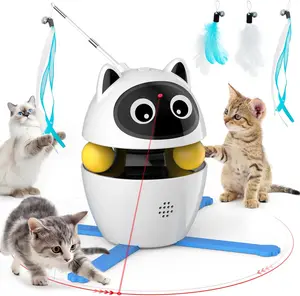 Kemi Intelligent 3-in-1 Cat Laser Toy Interactive with Feathers & Trackball Rechargeable 3 Modes Random Trajectory Safe for Indoor Cats