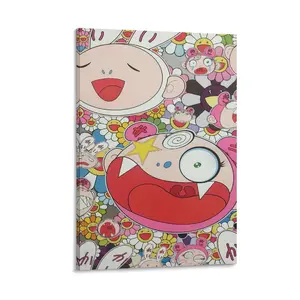 Takashi Murakamis Sun Flower Art Poster Canvas Wall Art Decor Print Picture Paintings.  (3) Canvas Poster Bedroom Decor Sports Landscape Office Room Decor Gift Frames Ornaments