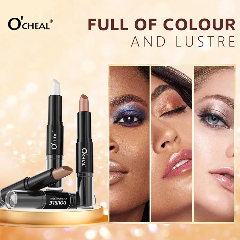 O'cheal Fashion Makeup Brush Dual-Ended Eyeshadow Stick, Pearl Glitter Mineral Eyeshadow, Moisturizing Multicolor Waterproof, Glitter Eyeshadows, Perfect Eye Makeup, Beauty Eyeshadows