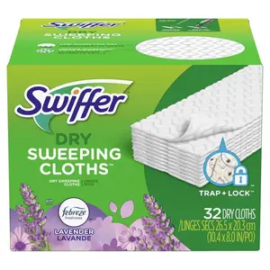 SWIFFER Sweeper Dry Mop Refill - Thick Textured Polyester Blend Cloth, Deep Ridges for Dirt Removal, Multi-Floor Surface Use (Vinyl, Hardwood) - Pack of 32