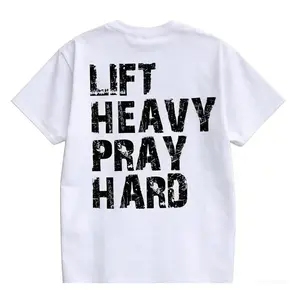 Women's Christian Cotton Short-Sleeve Soft Gym Top Apparel - Lift Heavy Pray Hard Trendy Workout Shirt, Gift for Faithful Fitness Friends t0406