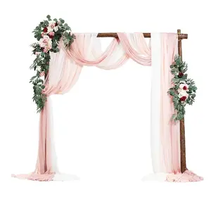 【Summervibes】VEVOR Artificial Wedding Arch Flowers Kit, Pink Wedding Arch Flowers with Drapes Kit (Pack of 5) - 2 Pcs Floral Arrangement, 3 Pcs Sheer Drapes, for Ceremony Bouquets Reception Backdrop Decoration