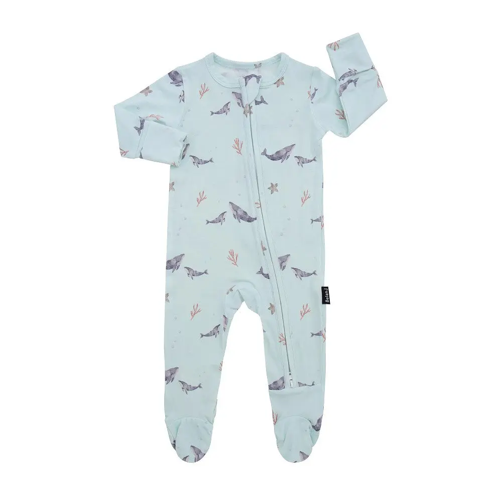 Footed Bamboo Sleeper - Blue Whales