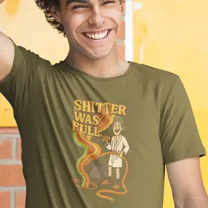 Souki Pop Christmas Vacation "Shitter Was Full" Funny Graphic T-Shirt Ultra-Soft Cotton Blend Relaxed Unisex Fit Perfect for Holiday Parties & Movie Marathons