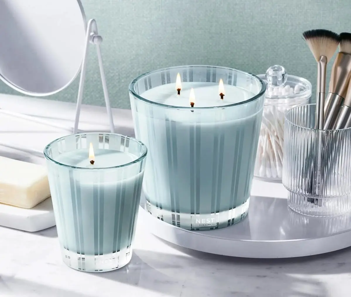 NEST New York Bamboo Scented Candle 21.2 oz, 3-Wick Luxury Candle, Long-Lasting Fragrance, Elegant Glass Jar, Home Decor Gift
