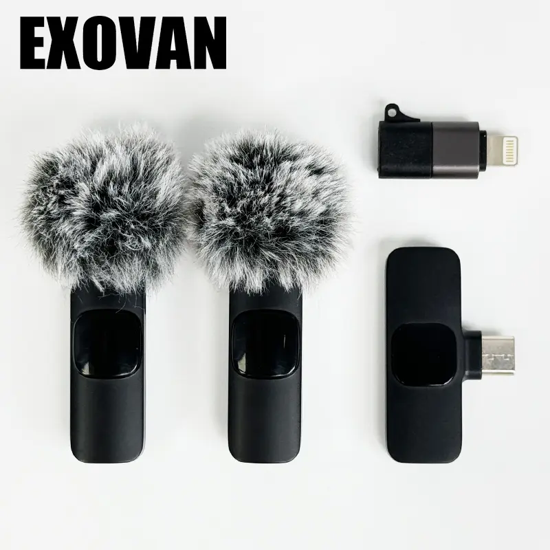 Wireless mini Microphone for iPhone/Smartphone, 2 Mini Lapel Microphones with Clearer Audio for Video Recording, Interview, Vlog，Noise Reduction Device Noise Cancellation Stereo Wireless vlogging  tools handheld high quality audio