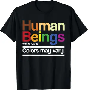 Vintage Retro Human Being 100% Organic Colors May Vary LGBT Casual Short Sleeve Cotton T-Shirt