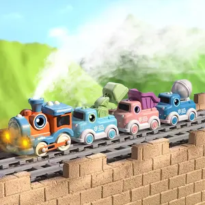 Electric Train Set for Toddlers, Realistic Steam Train Toys with Lights & Music for Kids, Magnetic Truck Toys for Toddler 1-3-5, Christmas Birthday Gifts for 1 2 3 4 5 Year Old Boys Girls