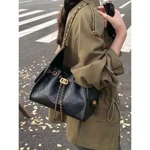 Women's Fashion Bucket Bag, Classic Elegant Vintage Design Crossbody Bag, Multifunctional Chain Shoulder Bag for Daily Travel Shopping Dates