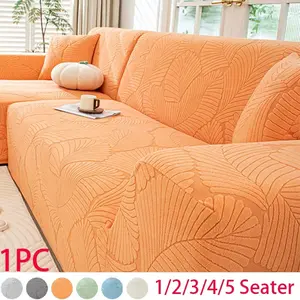 Universal 1-5 Seat L-Shaped Sofa Cover, Soft Leaf Pattern Elastic Sofa Protector, Washable Anti-Pet Scratch Home Decor (multiple Colors)