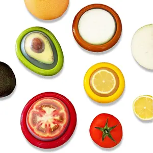 Silicone Fruit and Vegetable Anti-Oxidation Storage Box Set of 4 Reusable Containers for Fridge High-Quality Materials & Unique Design for Onions Avocados & More Cover Kitchen Plastic Utensils