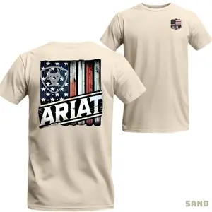 Ariat T-shirt Vintage American Flag Graphic, Western Country Lifestyle, Great For Rodeo & Ranch Lovers Suitable For Cotton Menswear