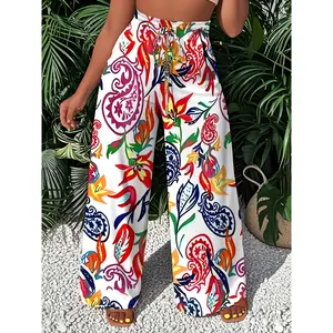 Women'S Ethnic Style Paisley Floral Print Wide-Leg Casual Long Pants