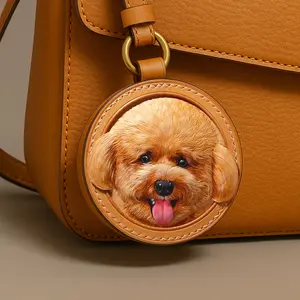 Custom 3D Pet Portrait Leather Keychain, Hand-Carved Memorial Gift for Pet Lovers, Personalized Dog Tag for Collar, Unique Keepsake for Men & Women