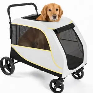 Dog Stroller for Large and Medium Dogs, Easy-Fold Dual Entry Pet Wagon with One-Foot Brake, All-Terrain Cart with Air Mesh, Holds Pets Up to 176 Lbs