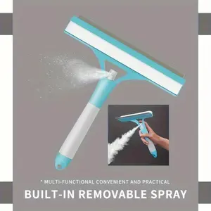 3-in-1 Window Cleaning Scraper, Squeegee & Brush with Spray Function, Multi-Purpose Household Cleaning Tool, Car Windshield Cleaner, Lightweight Silicone & Microfiber Cloth, For Windows, Mirrors & Auto Care, All-in-One Cleaning Kit, Car cleaning supplies