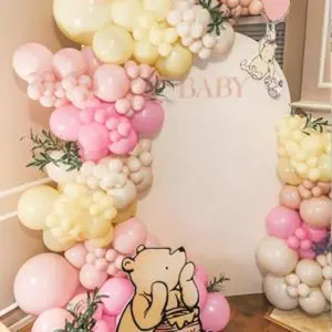 Pink and yellow balloon arch pastel light pink balloons baby pink macaron yellow balloon sand white balloon arch kit for birthday baby shower bee bear theme party decoration