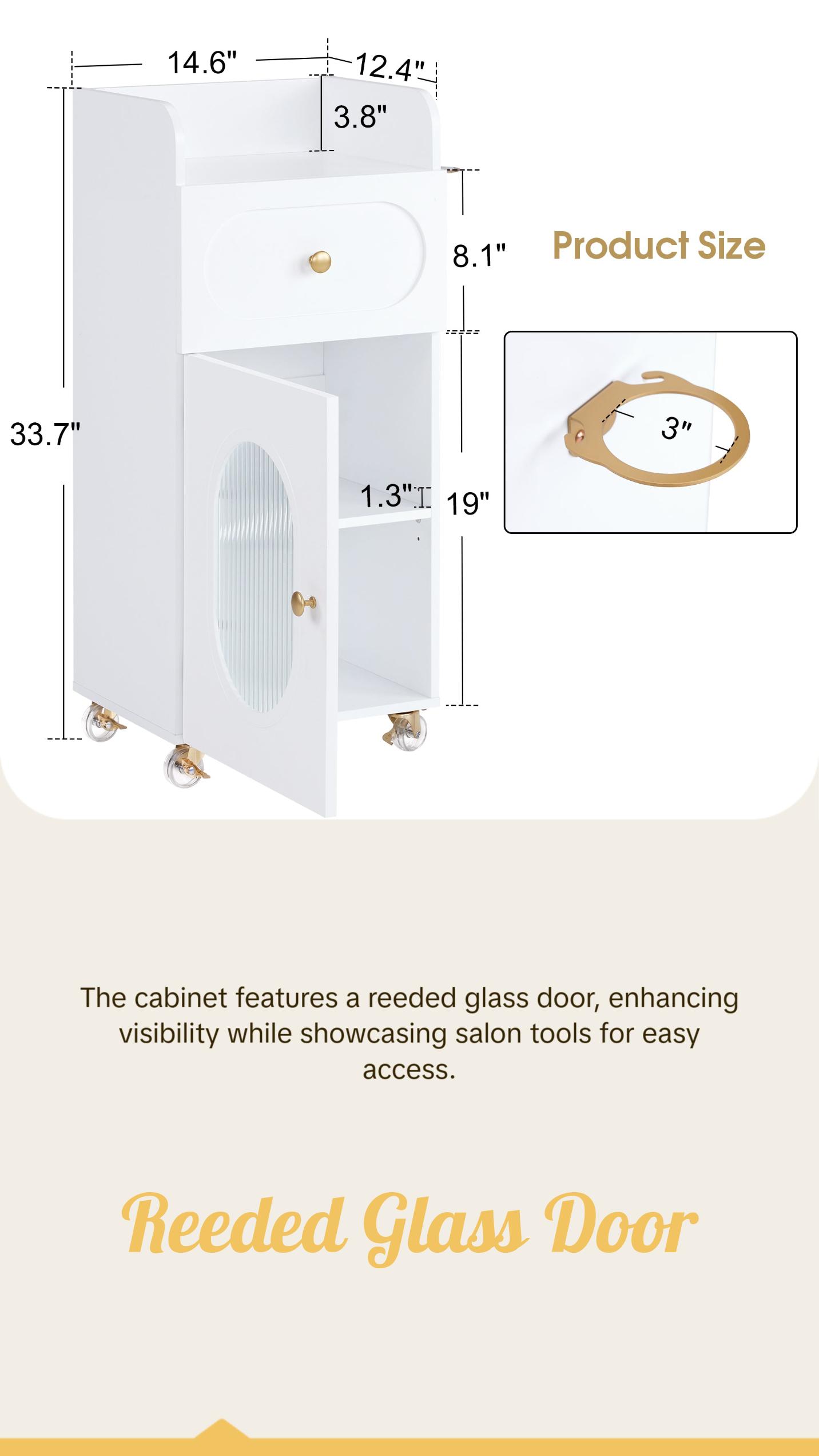 BarberPub Salon Rolling Trolley Cart with Oval Window, Barber Styling Cart with White Paint Finish 2498 BarberPub Salon Rolling Trolley Cart with Oval Window, Barber Styling Cart with White Paint Finish 2498
