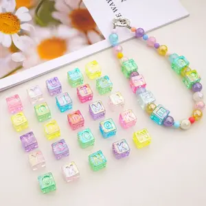 30pcs Rainbow Acrylic Letter Beads, Casual Transparent Style, DIY Jewelry Making, Bracelets, Necklaces, Charms, Craft Supplies, Beading Accessories