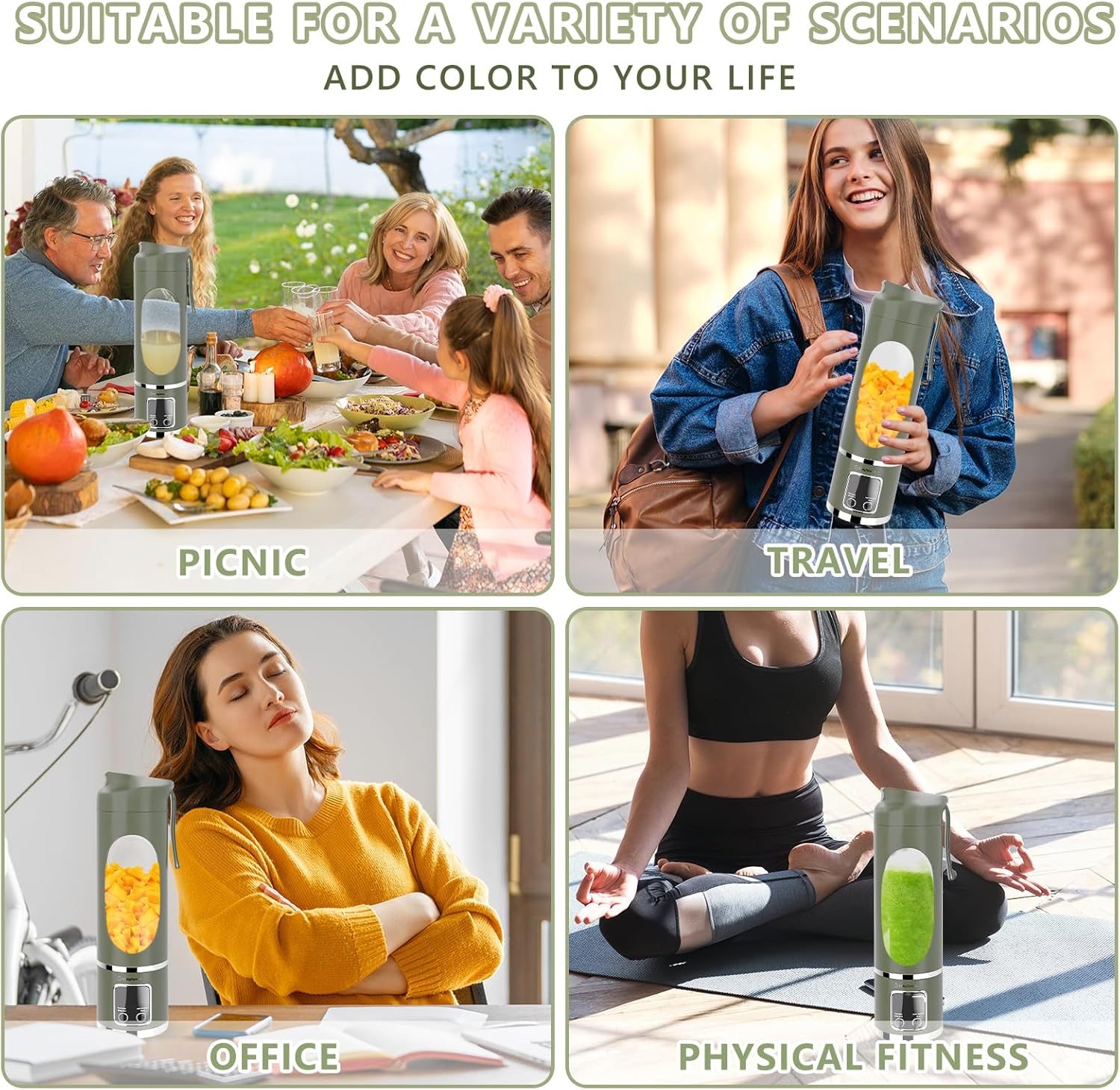 Portable Blender Electric USB-C, 450ML Personal Juicer for Shakes and Smoothies, 12 Blades, 1500mAh Rechargeable, BPA Free, 18oz Small Blender with Leakproof Lid & Sip Spout, Mixing, Compact