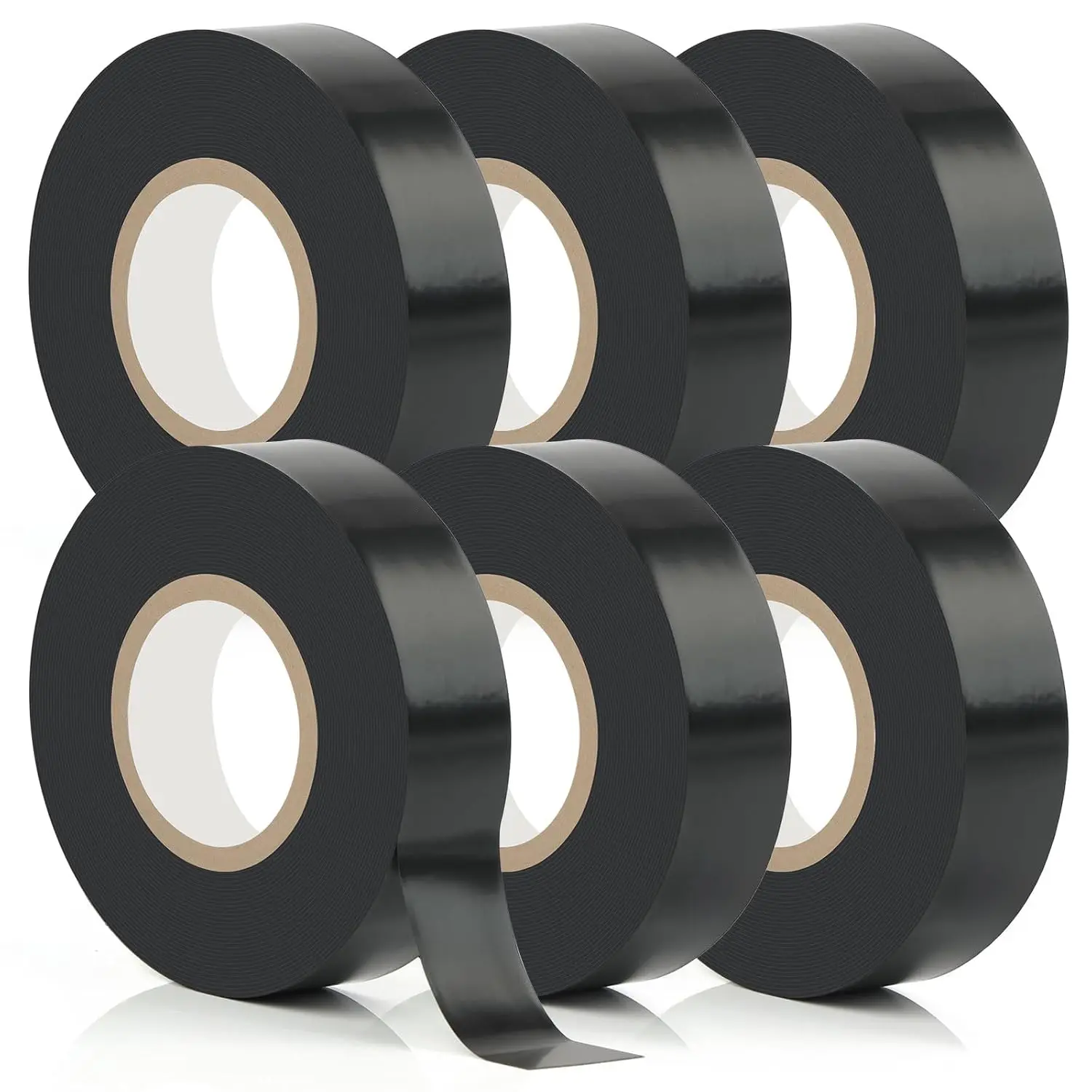 6 Pack Black Electrical Tape, 66 Ft Waterproof Electric Tape Black High Temperature for Repairs, Adhesive, Insulating Electrical Tape for Home Outdoor, Electrical Tools and Accessories