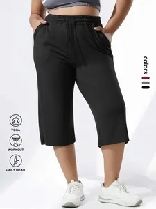 [Plus Size] Solid Color Capris Pants, Casual Comfy Capri Pants for Daily Wear, Women's Bottoms for All Seasons, Casual Comfy Trouser, Casual Loose Pants