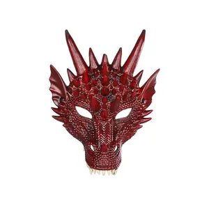 Cosplay Mask Unisex Scary 3D Latex Dragon Mask Dinosaurio Animal Face Mask for Nightclub Fancy Dress Festival Prom Pretend Play