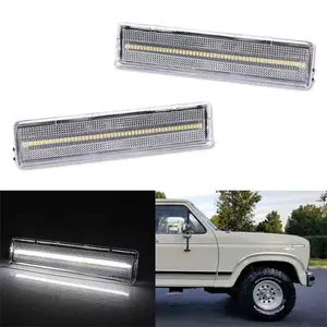 2PCS Clear White LED Front Side Marker Lights For Ford BRONCO F150 F250 F350 1980 1981 1982 1983 1984 1985 1986 Replace OEM EOTZ15A201A, FO2551106