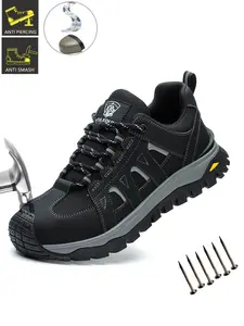 Steel Toe Work Sneakers Walking Shoes for Men Worker Lightweight Anti-smash Anti-Punctur Slip-resistant Shoes Water resistant Comfortable Industrial & Construction Work Safety Shoes