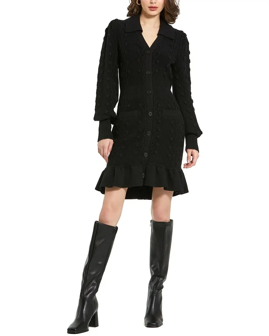 Mac Duggal Bobble Knit Button Mini Dress