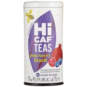 The Republic of Tea HiCAF Pom-Berry Black Tea, High Caffeine Pomegranate Blueberry Tea (50 Tea Bags) The Republic of Tea HiCAF Pom-Berry Black Tea, High Caffeine Pomegranate Blueberry Tea (50 Tea Bags)