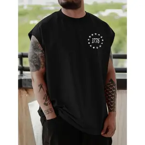 Men's wide-shouldered retro sleeveless vest, vertical national flag pattern printing, suitable for spring and summer, vacation, carnival wear, friends gathering daily wear tops, creative DIY men's vest T-shirt